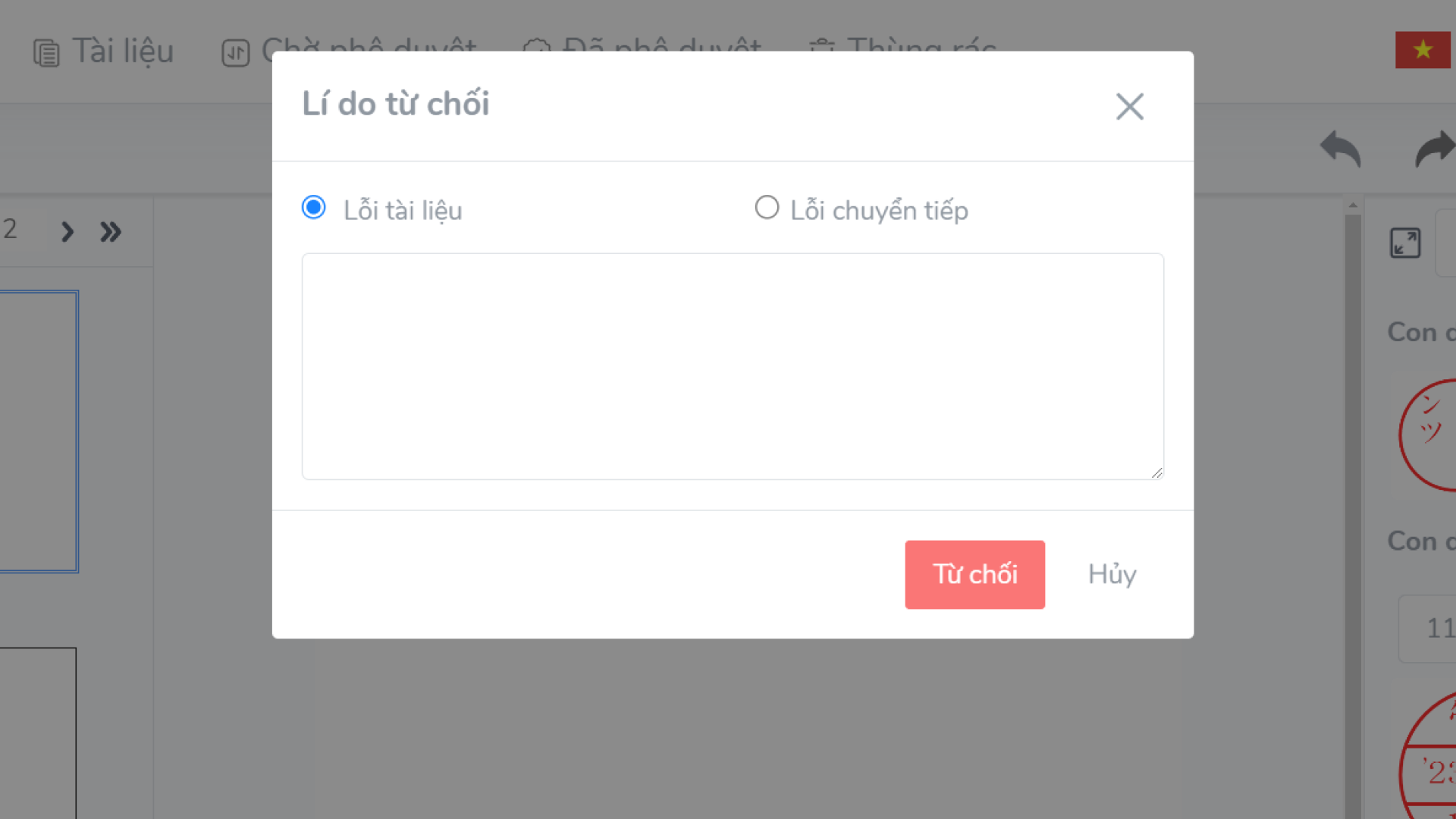Từ chối phê duyệt